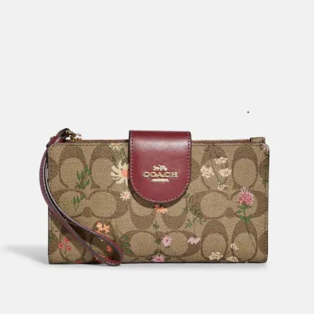Coach - Tech Wallet In Signature Canvas With Wildflower Print C8729 NWT